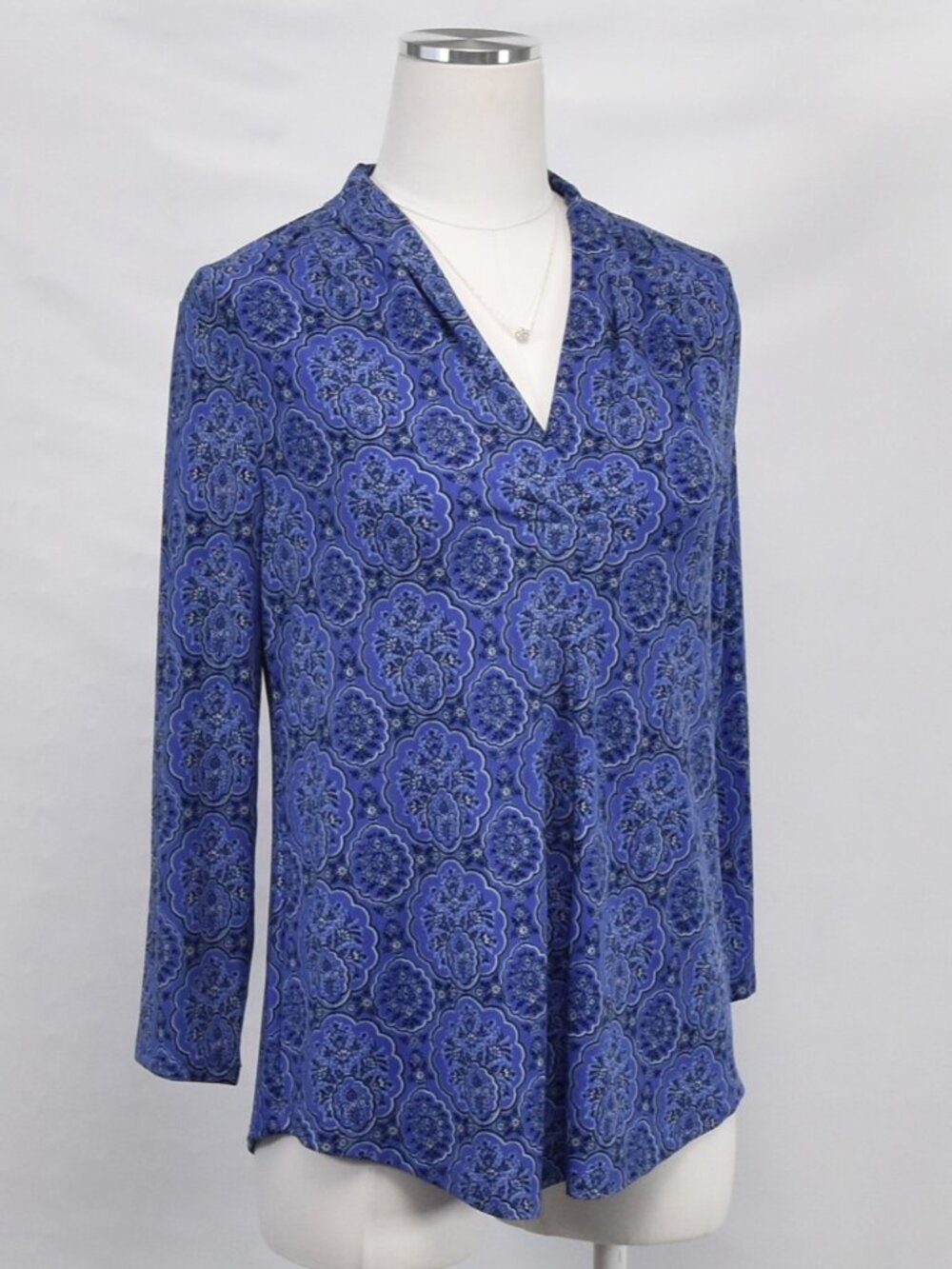 JM Collection Blue Floral Small Blouse